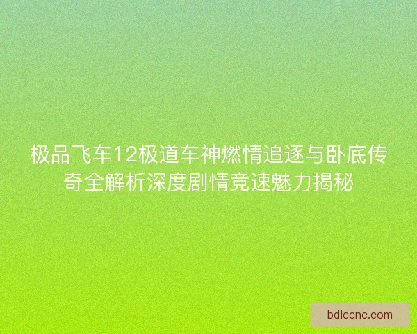 极品飞车12极道车神燃情追逐与卧底传奇全解析深度剧情竞速魅力揭秘